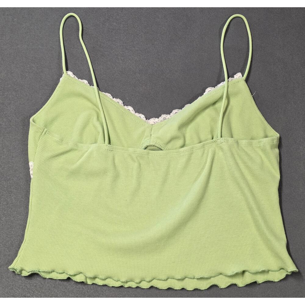 Shein Sage Green Ribbed Lace Trim Cami Tank Top Womens XL Layer Versatile - Picture 6 of 6